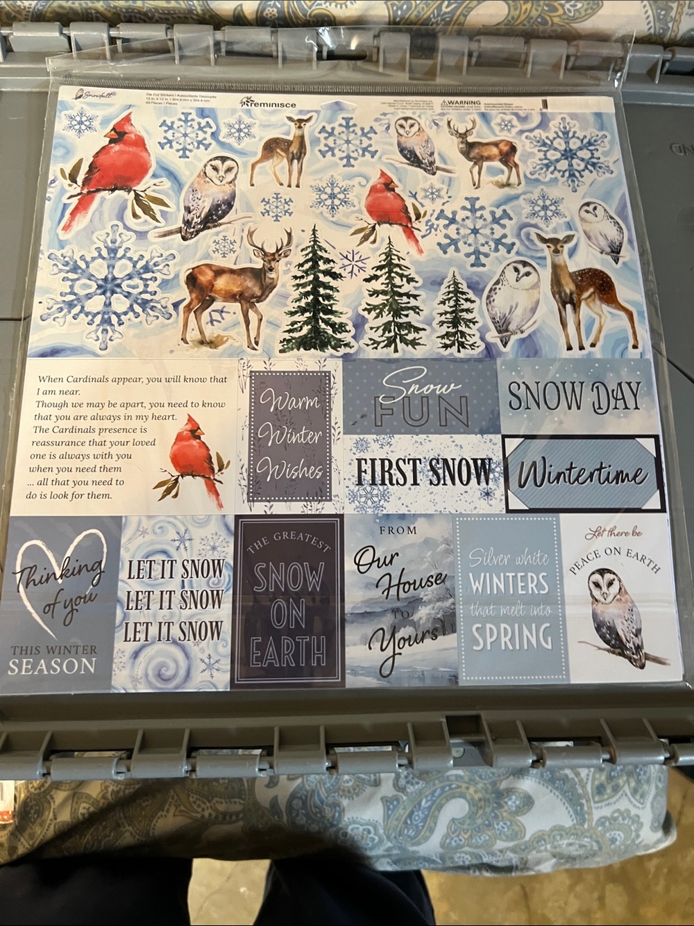 Winter Woodland Sticker Sheet with Cardinals, Owls & Deer